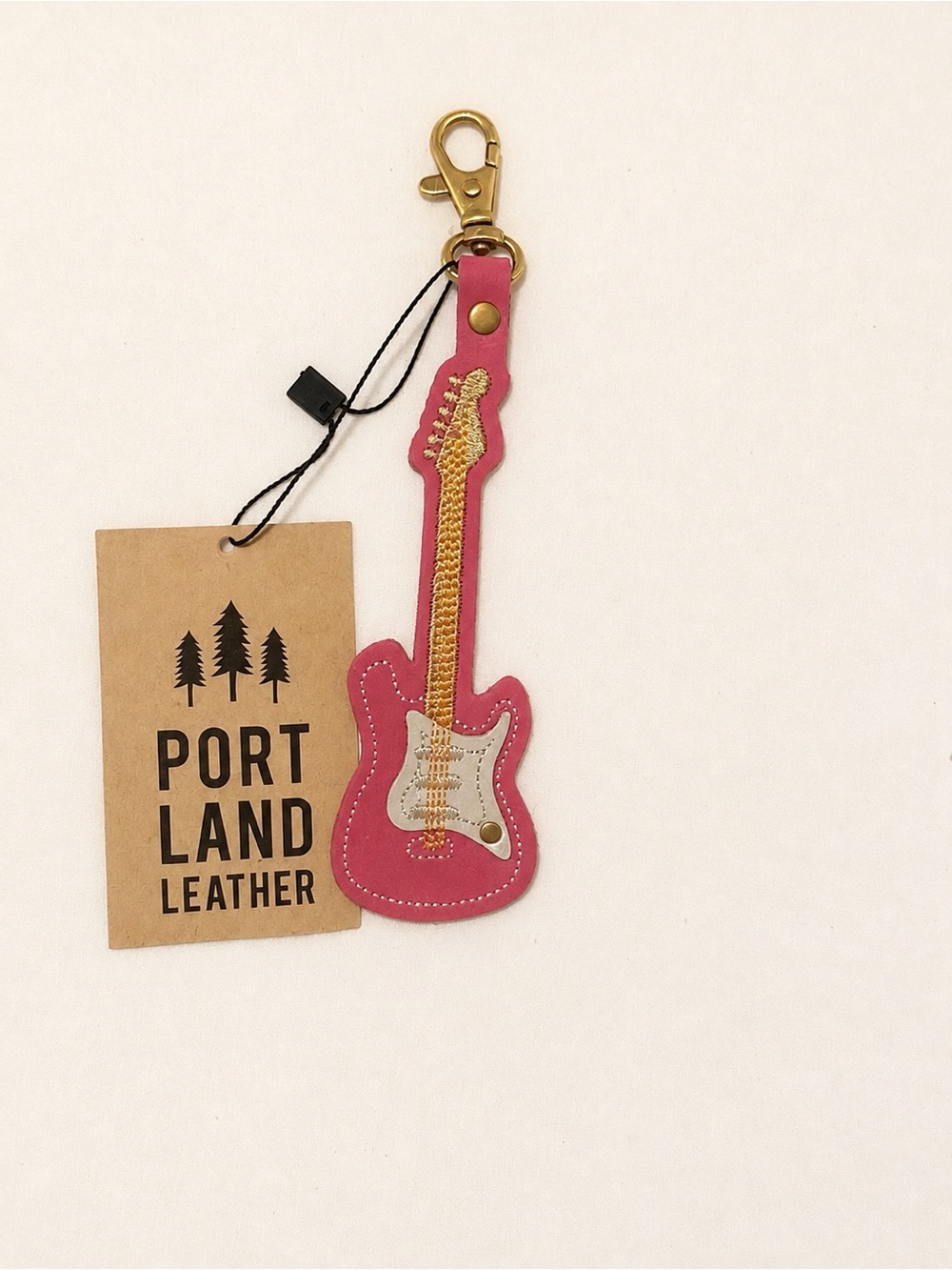 Portland Leather Royalty Pink Guitar Keychain